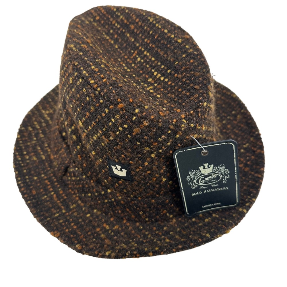 Goorin Brothers Fedora Hat Mens One Size Brown Wool Tweed Speckled Dark Academia